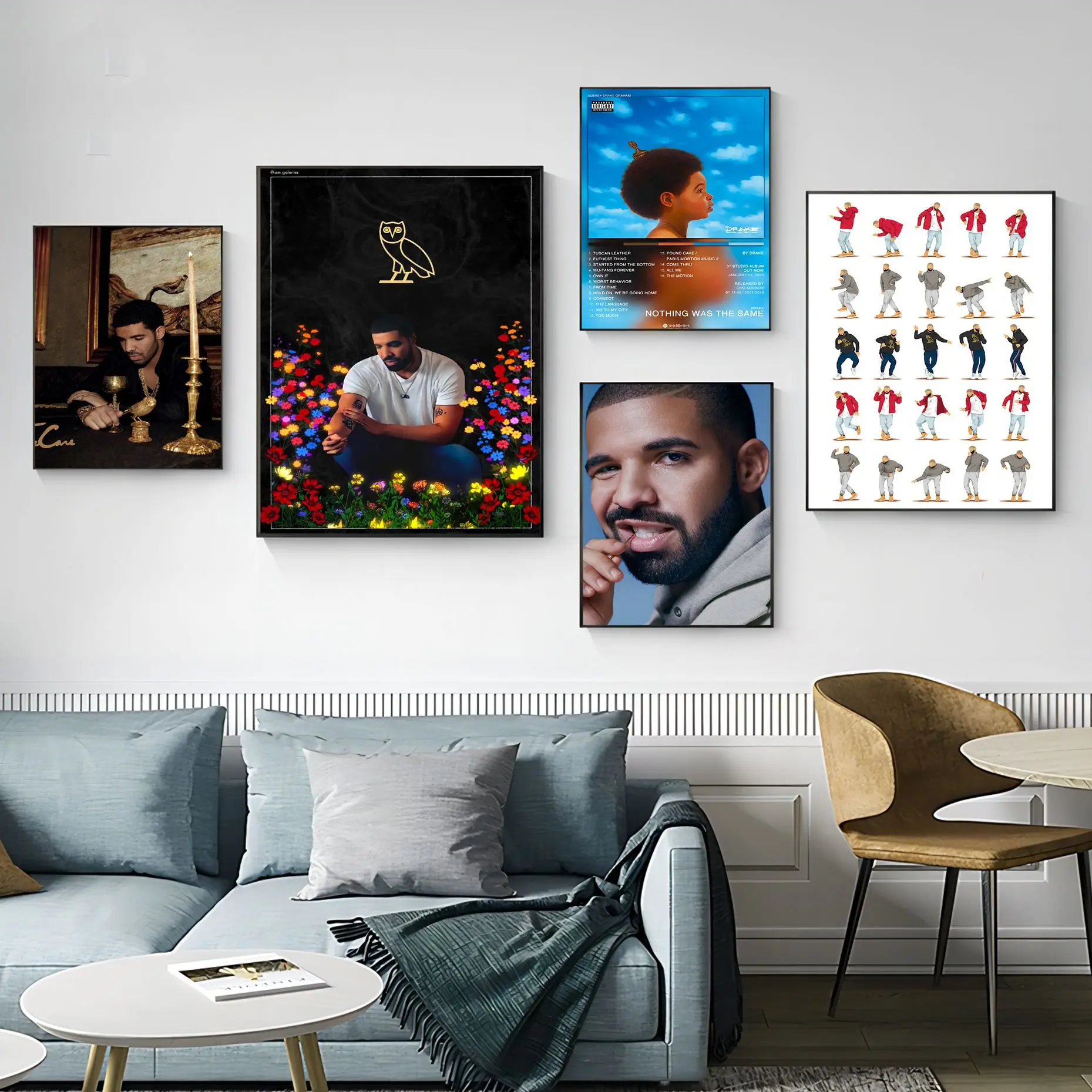

Drake Hip Hop Rap Music Album Rapper Star Movie Sticky Posters Waterproof Paper Sticker Coffee House Bar Posters Wall Stickers