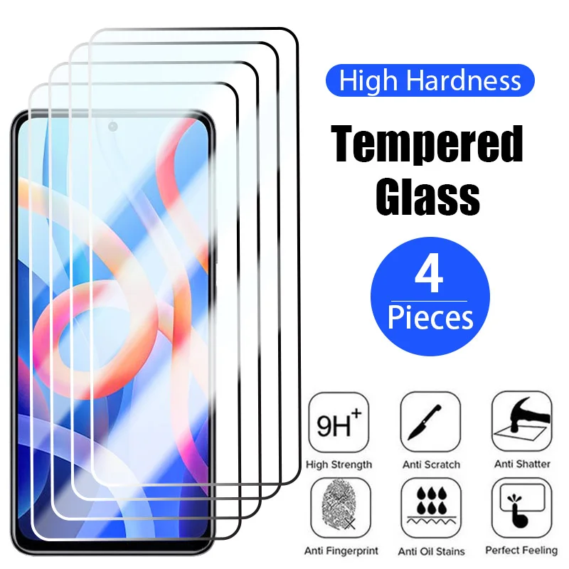 4PCS tempered glass for Poco X5 X4 NFC F4 GT F3 F2 M3 X3 X2 M2 M4 Pro 5G screen protector for Xiaomi 12T 12X Lite pro glass