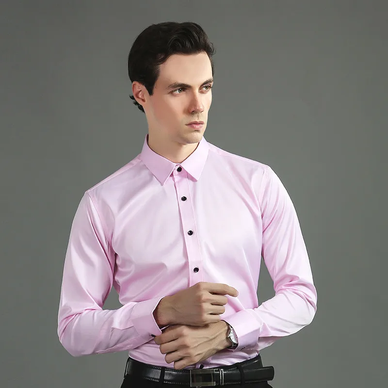 Рубашка мужская стрейчевая с длинным рукавом мягкая удобная формальная блузка