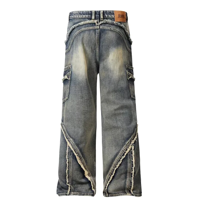 Мужская мода High Street Винтаж Хип-Хоп Джинсы Брюки Уличная одежда Свободный крой
