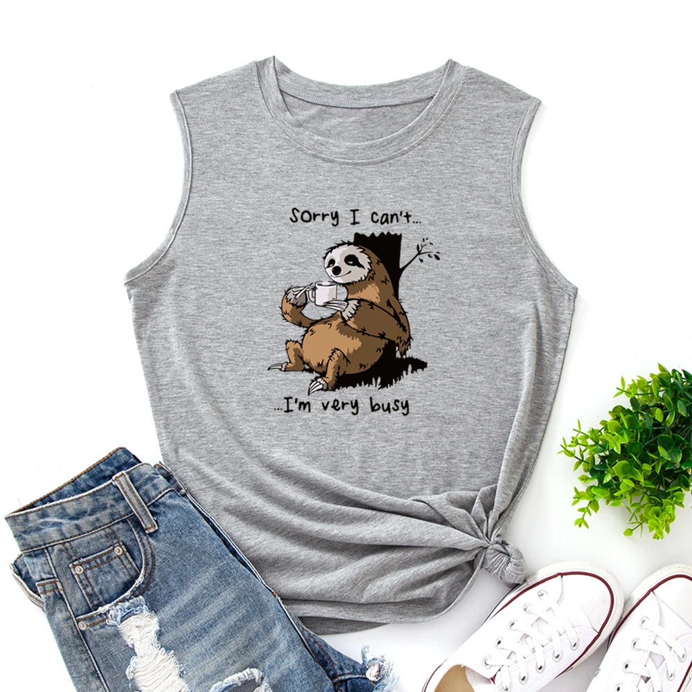 

Animal Sloth Funny Tank Tops Women Vest Tanks Top Summer Shirt Sleeveless T-Shirts Casual Muscle Fitness Tee Shirts Clothes