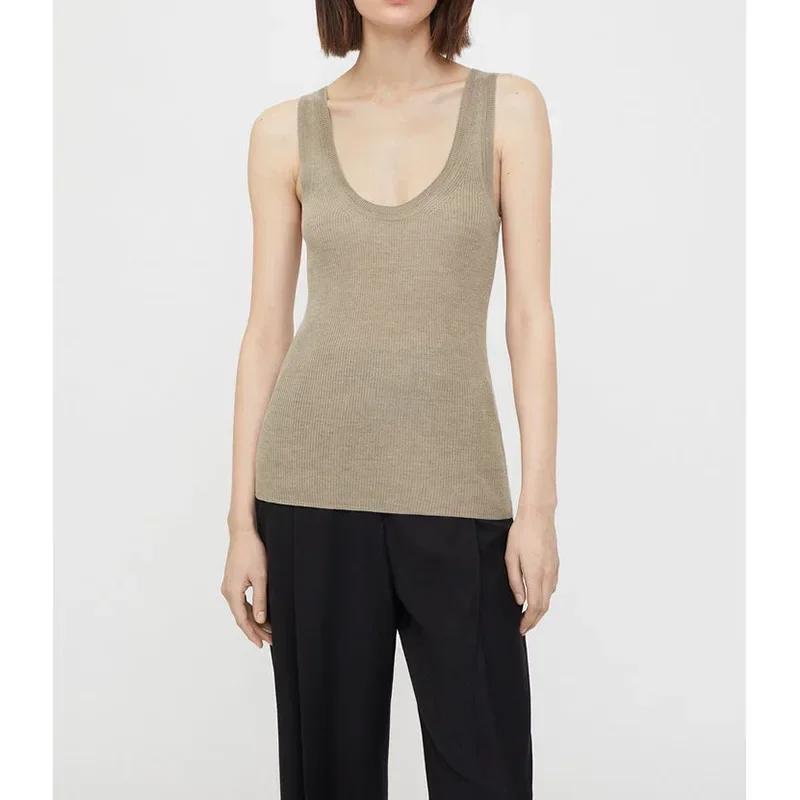 

Women's Knitted Undershirt, Slim, Round Neck, Cashmere Undershirt, Tank Top, Women Corset, Korean Fashion Clothing.