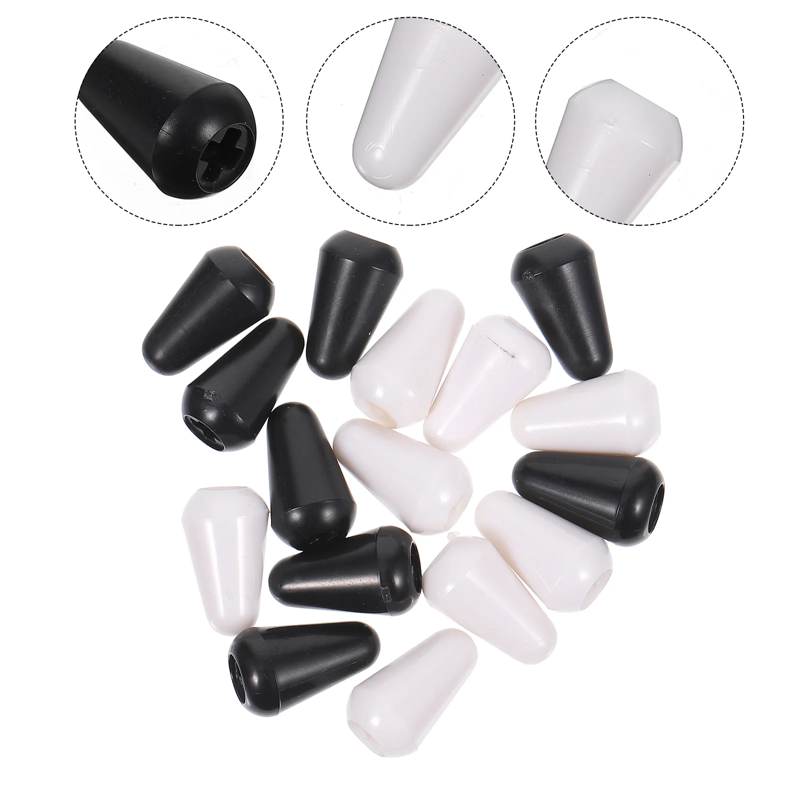 

16Pcs Toggle Tip Caps Pickup Guitar Cap for Electric Guitar White/ Black