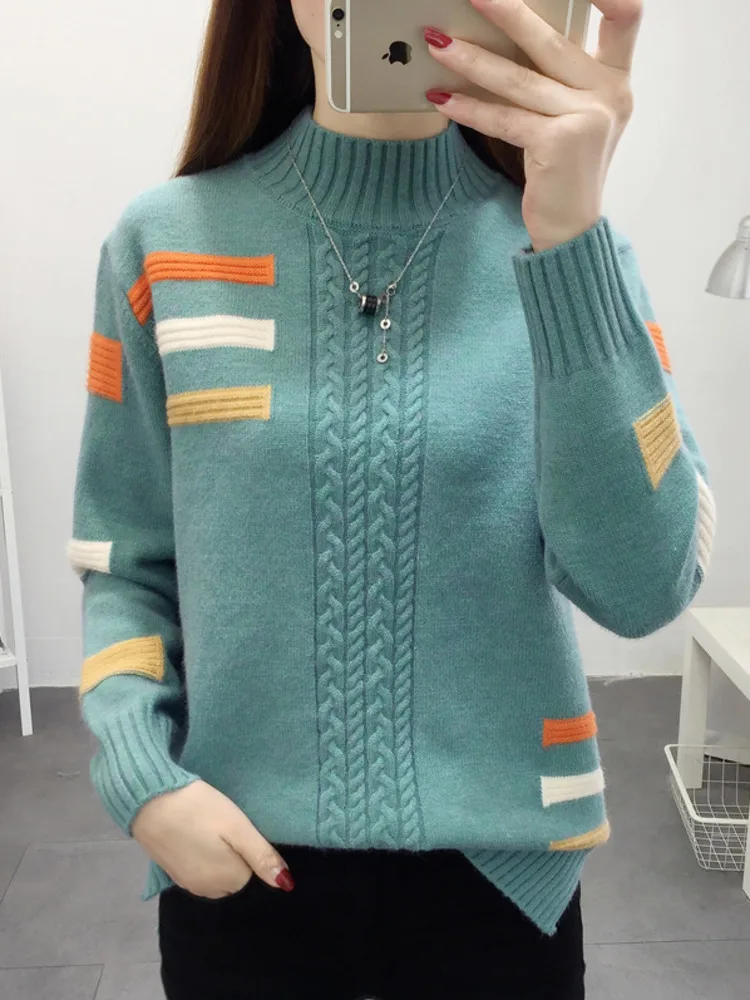 

Women's Knitwear Pullover Sweater Simple Half height collar Long Sleeve Casual Fashion Soft Basic Tops Basic Autumn Streetwear