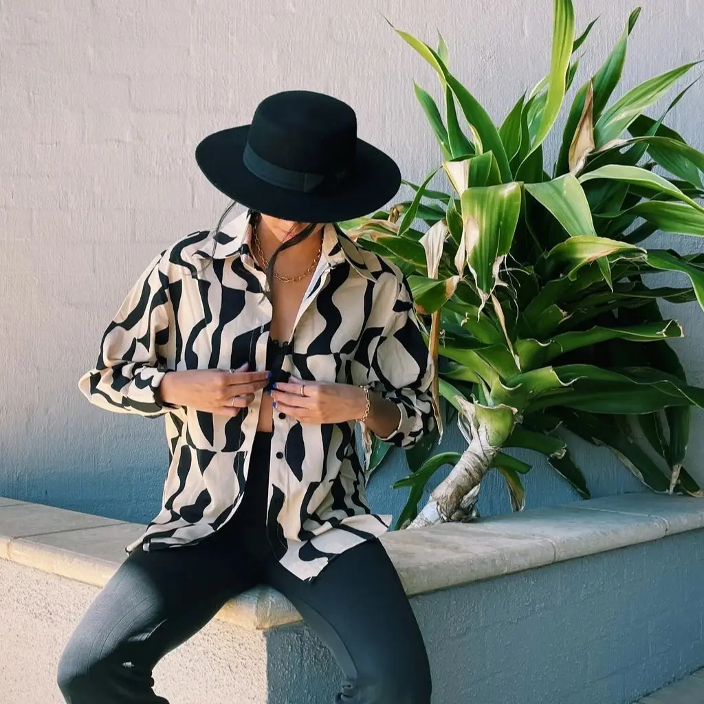 

Women's Shirts Tie Dye Contrast Deep V Neck Single Breasted Long Sleeve Spring Tops Sexy Commuter Fashion Women 2022