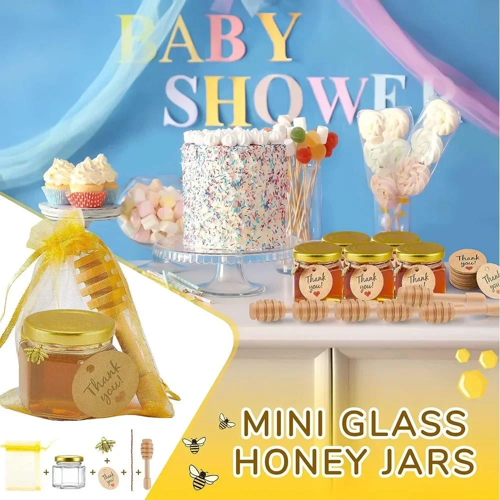 

Gold & Jutes Baby Dipper, Favor Perfect Honey Pendants, Mini Bee And Jars With Favors Honey Gift Wedding Bags For Shower - Lid,