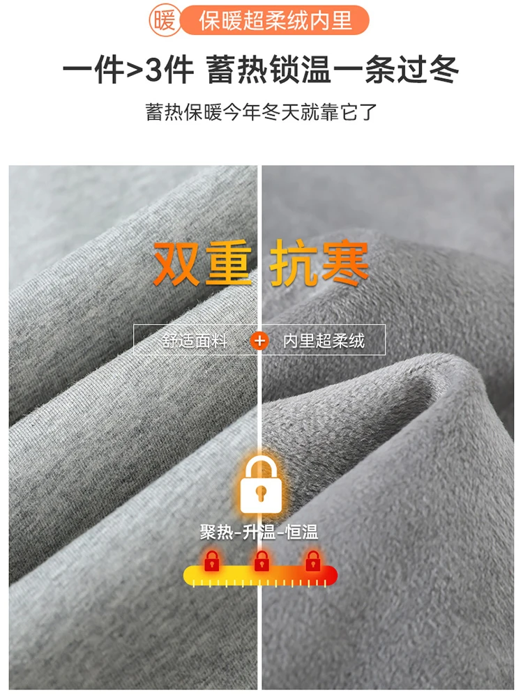 Fleece-lined Sports Straight Pants Men's Autumn and Winter New American High Street Loose Wide Leg Casual Boys Trousers