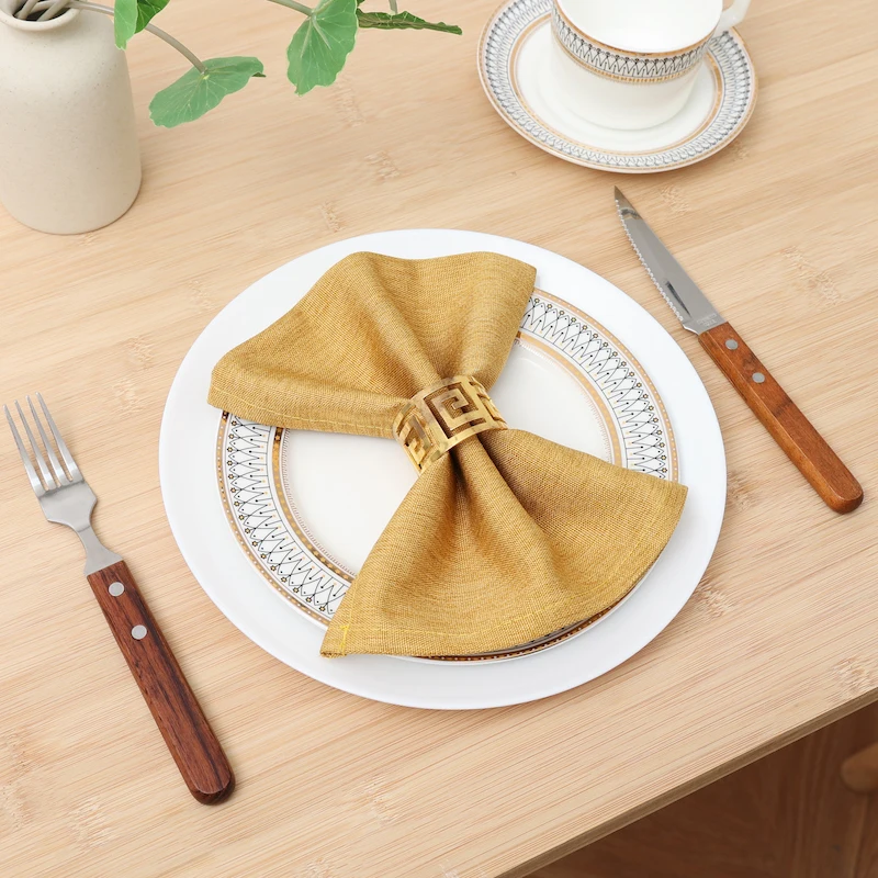 

Dinner Napkins With Piping 6PCS Yellow Plain Hotel Home Square Table Cloth Classic Handmade Washable Cotton Linen Kitchen Napkin
