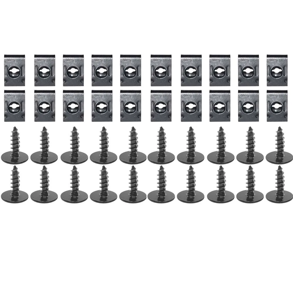 

10-40 шт., автомобильные универсальные черные саморезы, цветение сливы с накладкой, U-образные зажимы для автомобильного бампера, брызговика, фиксированное основание крыла