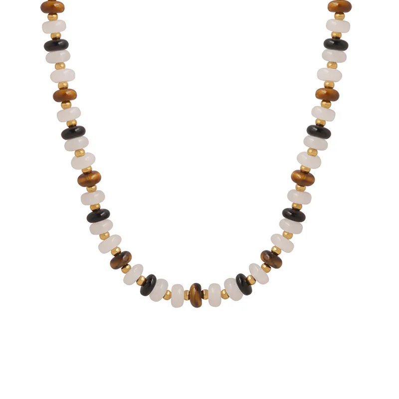 

SDA Natural Stone Stainless Steel Necklace Chains Women's Neck Jewelry