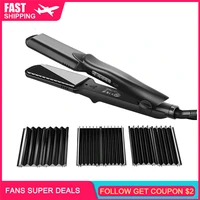 interchangeable 4 in 1 fast hair straightener corn wave plate electric hair crimper large to small waver corrugated flat iron