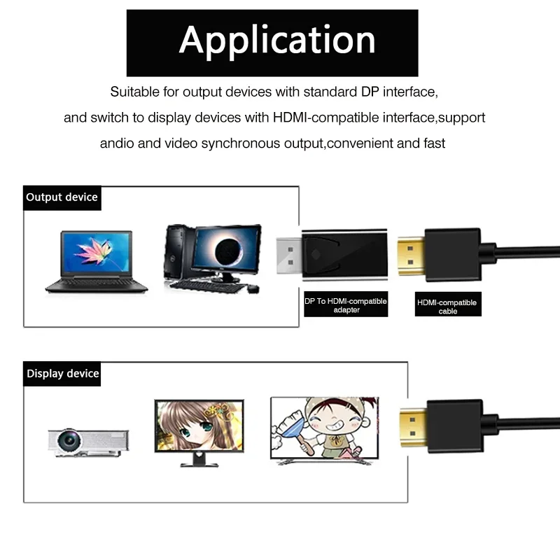 Совместимый с DisplayPort-HDMI адаптер 4K 1080P DP папа-мама HDMI-совместимый преобразователь