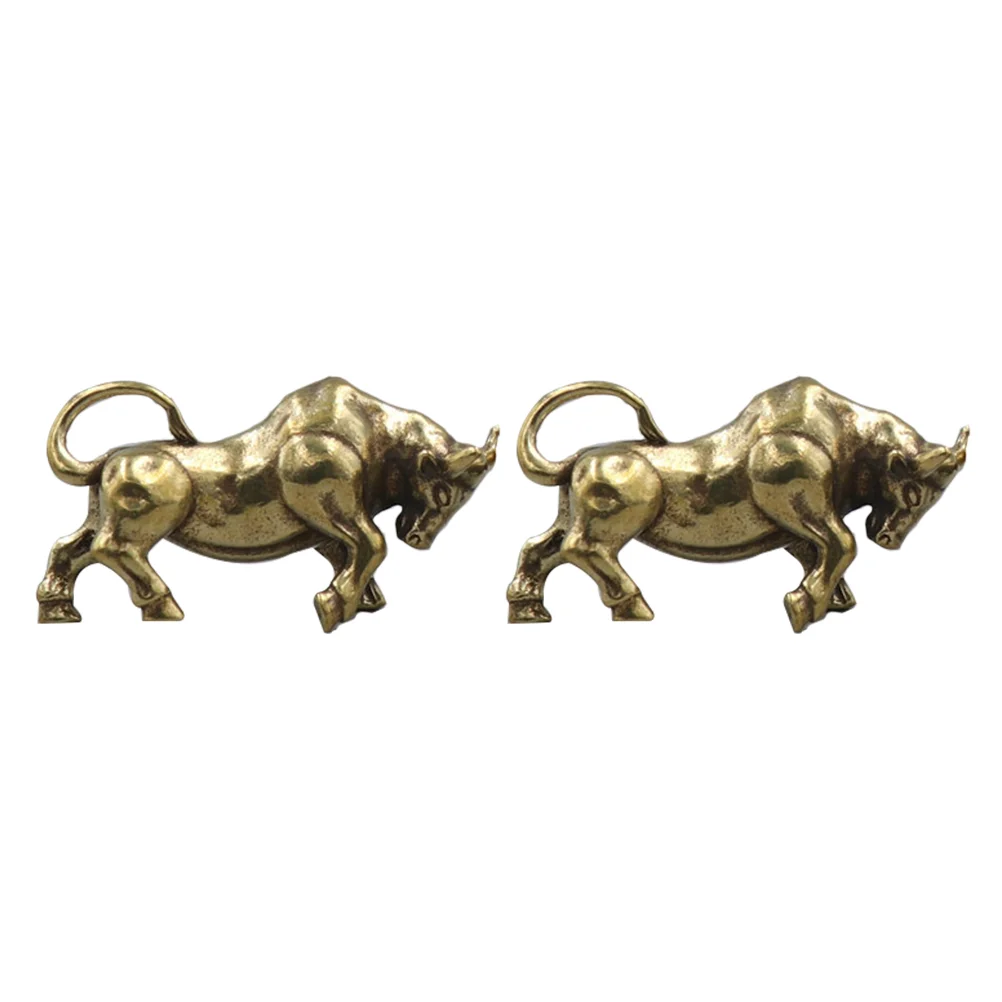 

Bull Animal Statue Figurine Ox Figurines Zodiac Wealth Cow Brass Decor Mascot Keychain Pendant Year Dashboard Sculpture Home