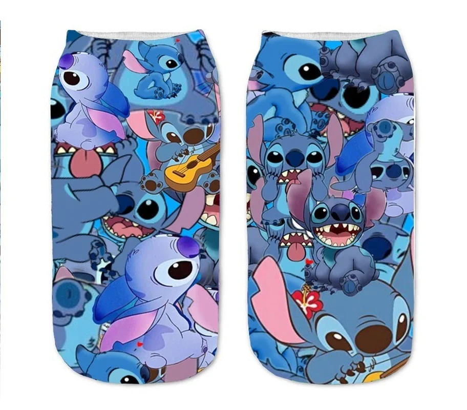 

Stitch Female Socks 3d with Print Thin Women Sock Short Anime Colorful Cotton Sox Japanese Soft Cute Funny Spring Summer Casual