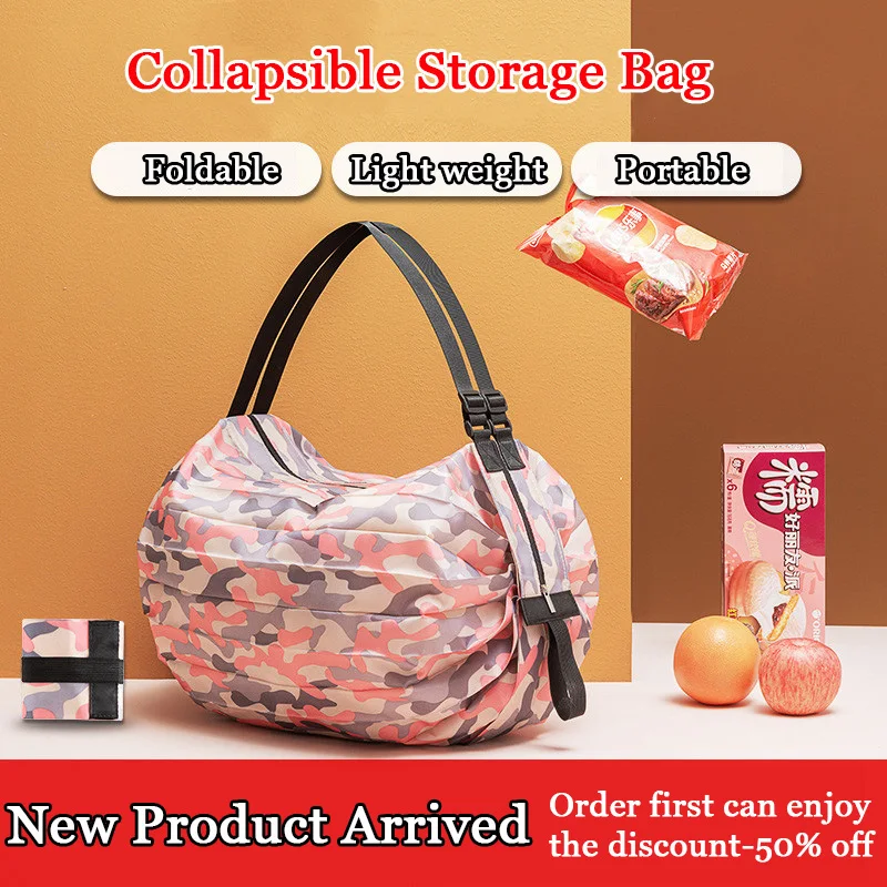 

Foldable Storage Bag Nylon Large Portable Snacks Grocery Bag Supermarket Eco Friendly Organizer for Shopping Picnic Travel Gym