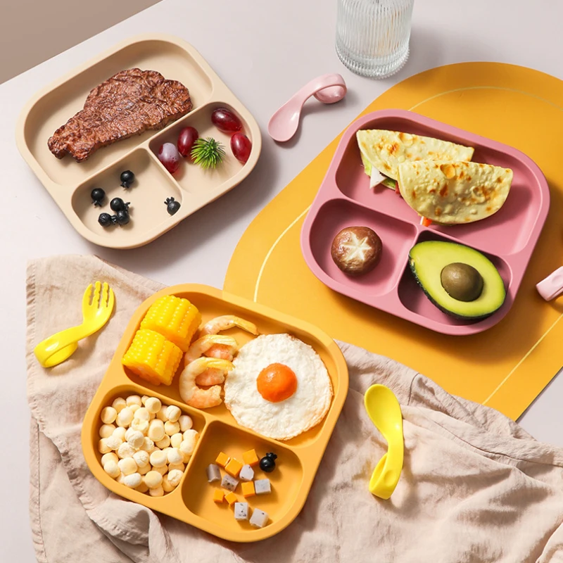 Мощные присоски для малышей силиконовая разделенная детская тарелка без BPA