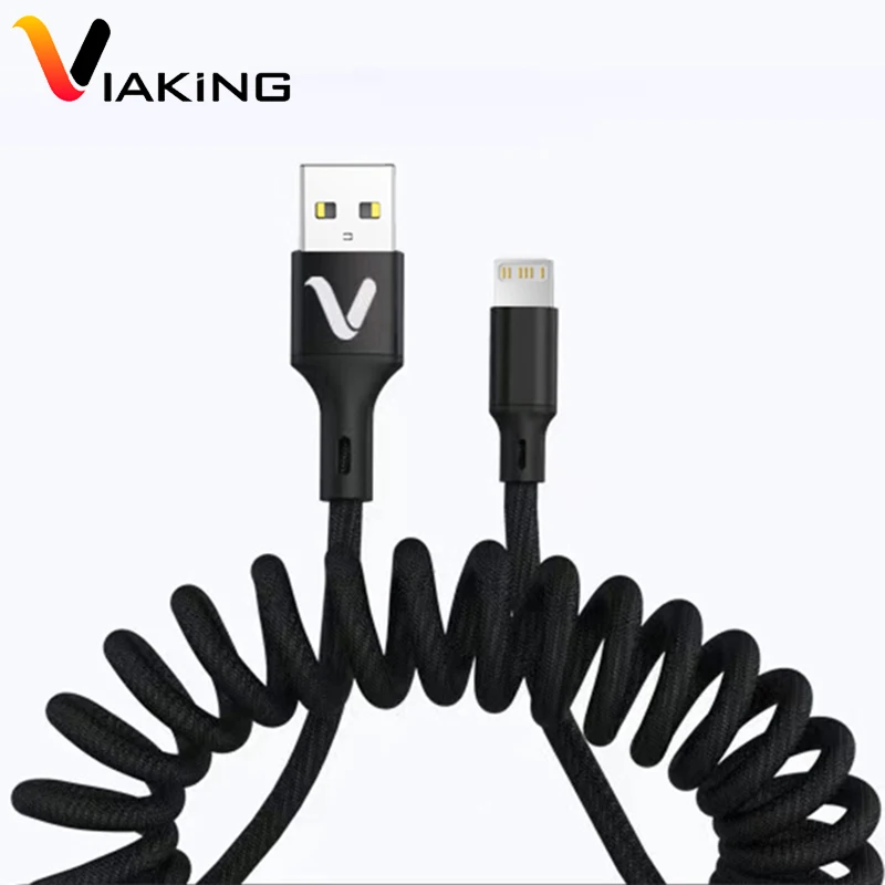 

5A USB Spring Extension Cable for iPhone 13 12 11 Pro Max X XR XS Mini 8 Plus 7 6s iPad 5s Fast Data Charging Cable