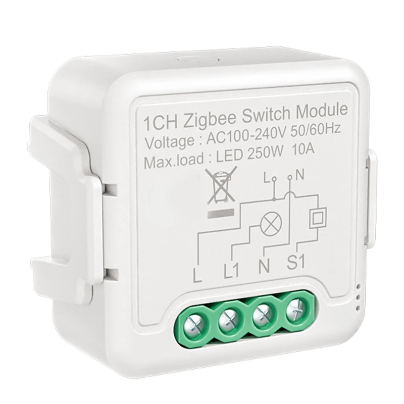 

New-3X Tuya Zigbee Light Switch Module No Neutral Wire,2 Way Control DIY Smart Breaker Works With Alexa Google Home (1 Gang)