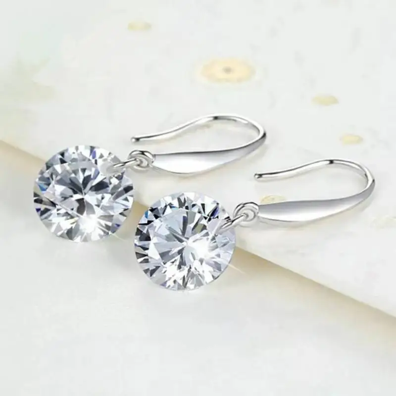 

HOYON Korean style 18k white gold color silver color single earrings women's zircon bare stone stud earrings fashion earrings