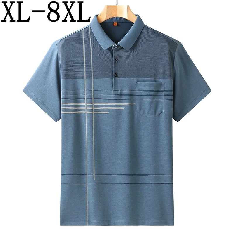 

7XL 8XL 6XL 2023 New Summer Classic Fashion Polo Shirt With Pocket Short Sleeve s Polos Top Quality Casual Shirts For Men