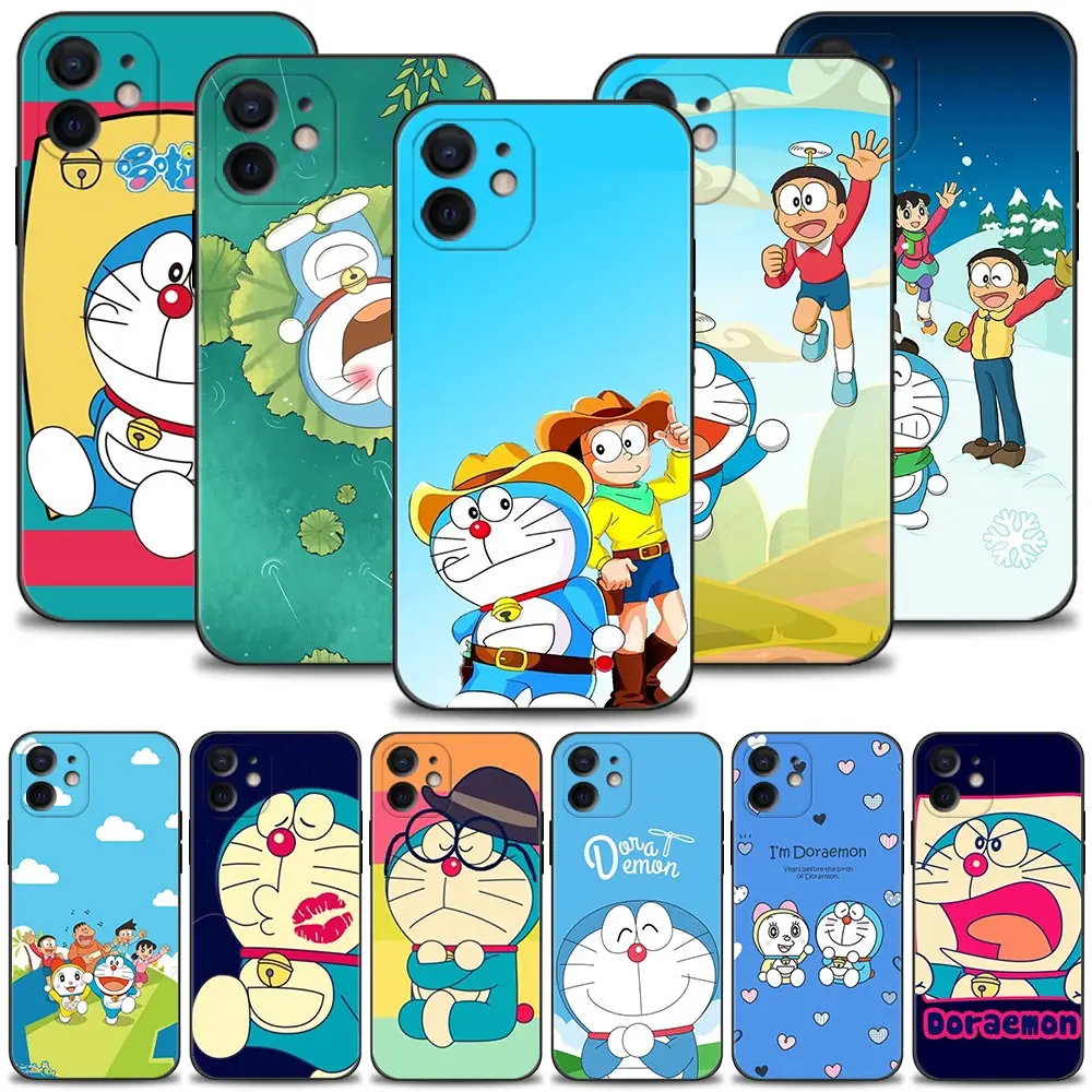 

Smartphone Case For Apple iPhone 13 11 12 Pro XS Max XR X 8 7 6 6s Plus SE 13mini 12mini 5 5s Silicone Cover Cute Doraemon