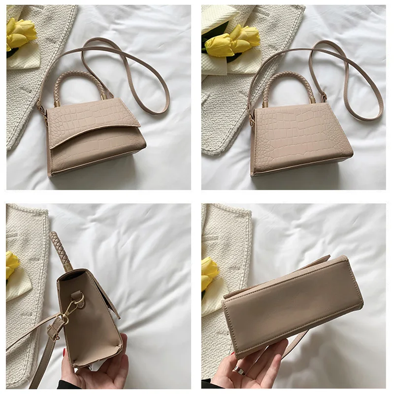 2023 Solid Pu Leather Shoulder Bag Fashion Designer Handbags Top Handle Bags For Women Casual Crossbody Bags Vintage Square Bag