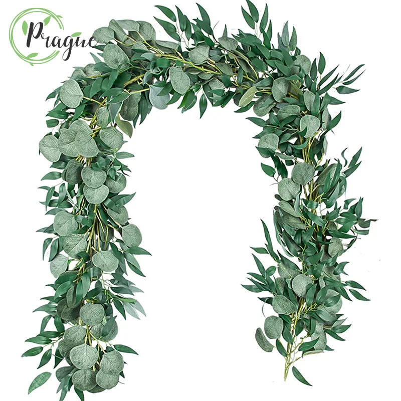 

180cm Artificial Eucalyptus Leaves Garland Green Willow Vines Plants for Wedding Home Party Arch Wall Garden Decoration Plants