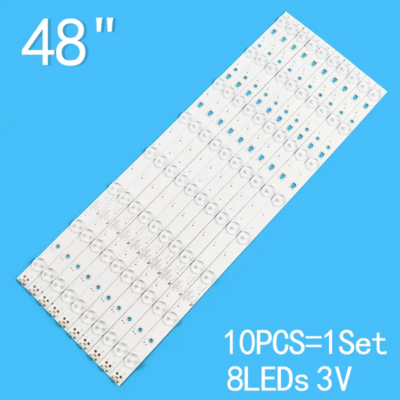 

New 10PCS/lot 8LEDs 3V 480mm for 48" LCD TV LED48D8-03(D) 3034800822 30348008220 LS48H310G LE48B510F LE48AL88G31C LE48A31 LE48D8