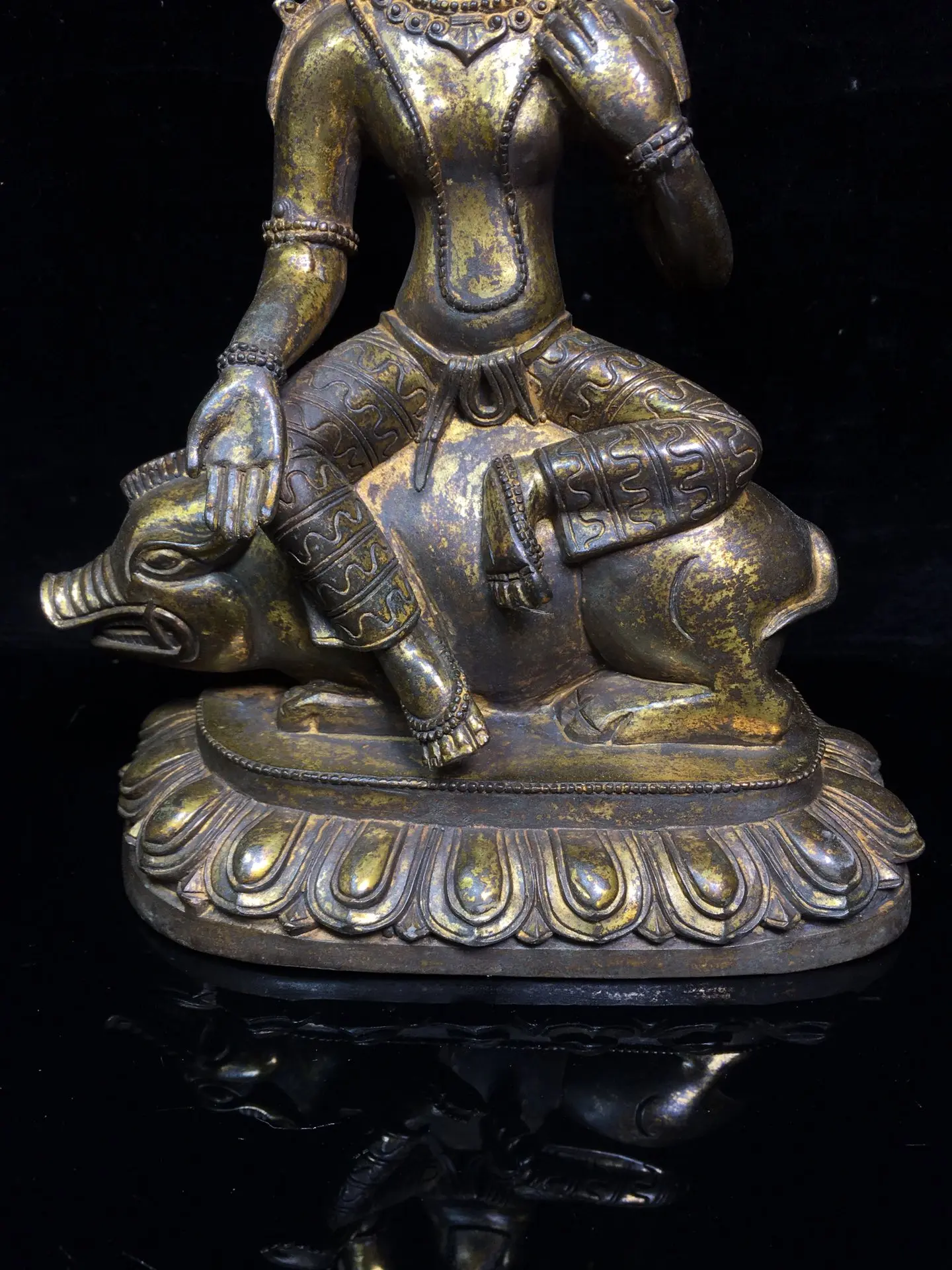 11-дюймовая коллекция тибетского храма старая бронза позолота киноварь Маричи