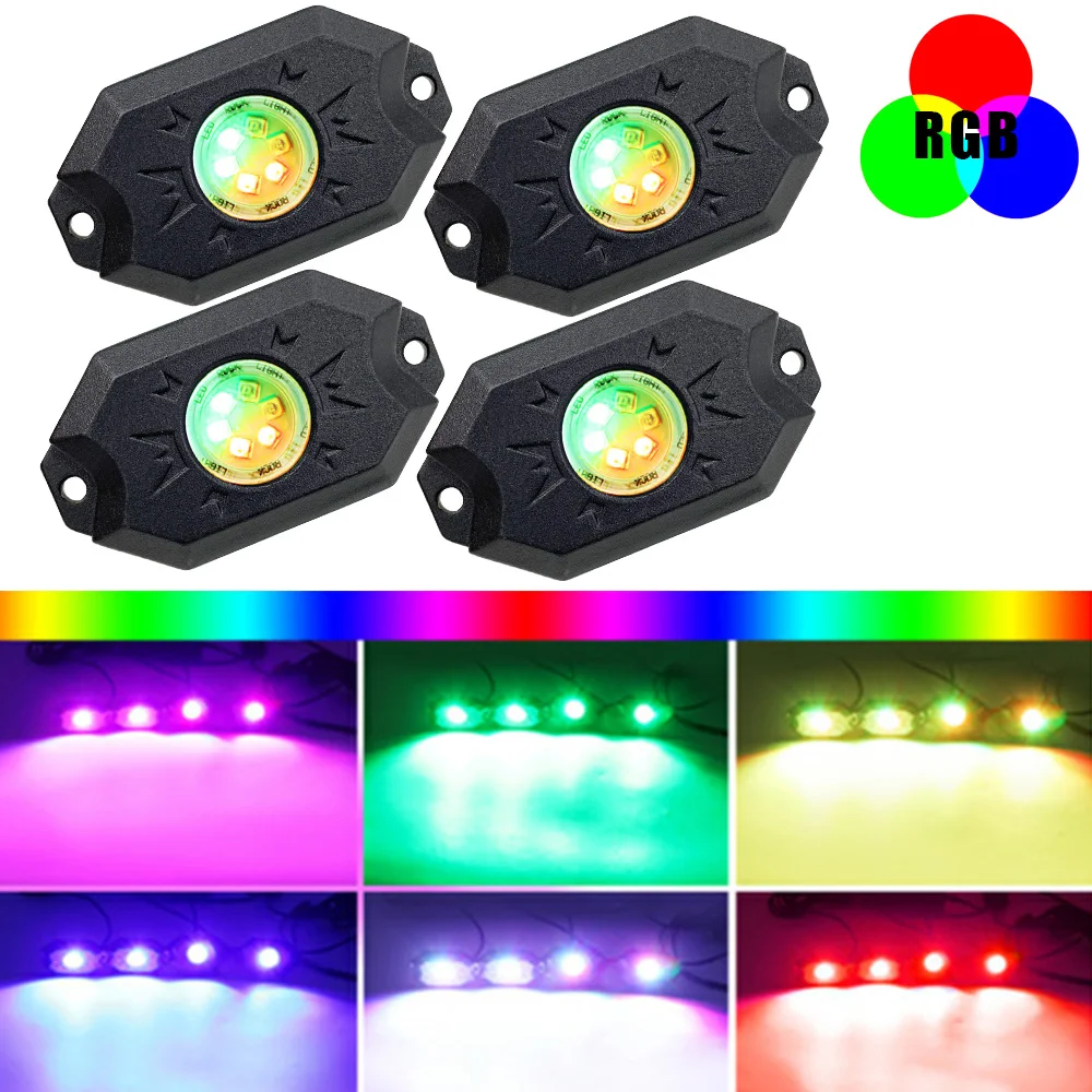 

Неон под днище кузова атмосферные лампы RGB Рок Музыка огни Bluetooth APP контроль 12/24 в автомобильные аксессуары 4 шт светодиодный