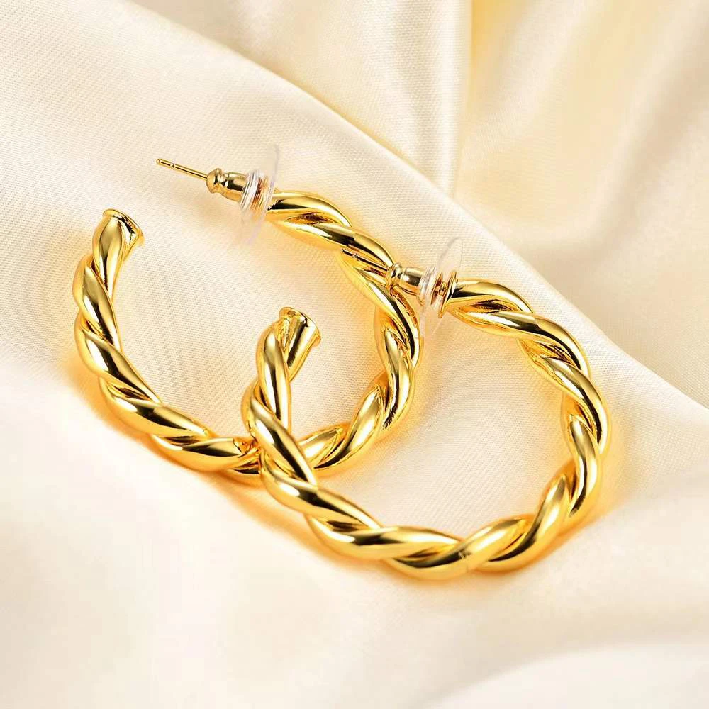 

18k Gold Plated Women Large Earrings Accessories Luxury Ladies New Year Party Exaggerated Fashion Earrings Gift Free Shipping