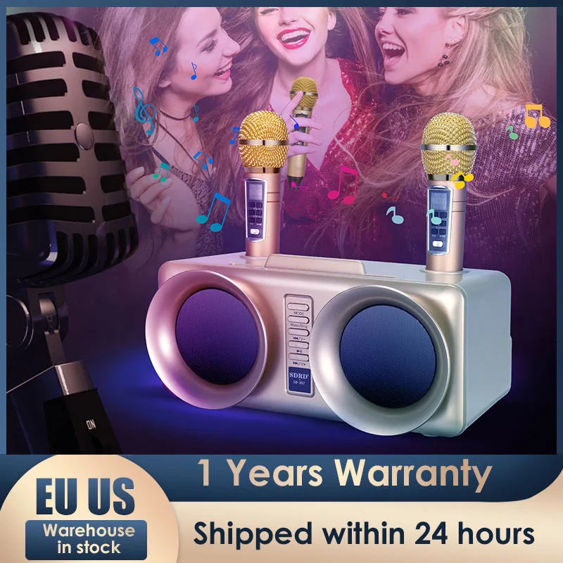 Home Karaoke Machine Bluetooth Audio 2Pcs Wireless Microphones TV Song Support Chorus Wireless Recording