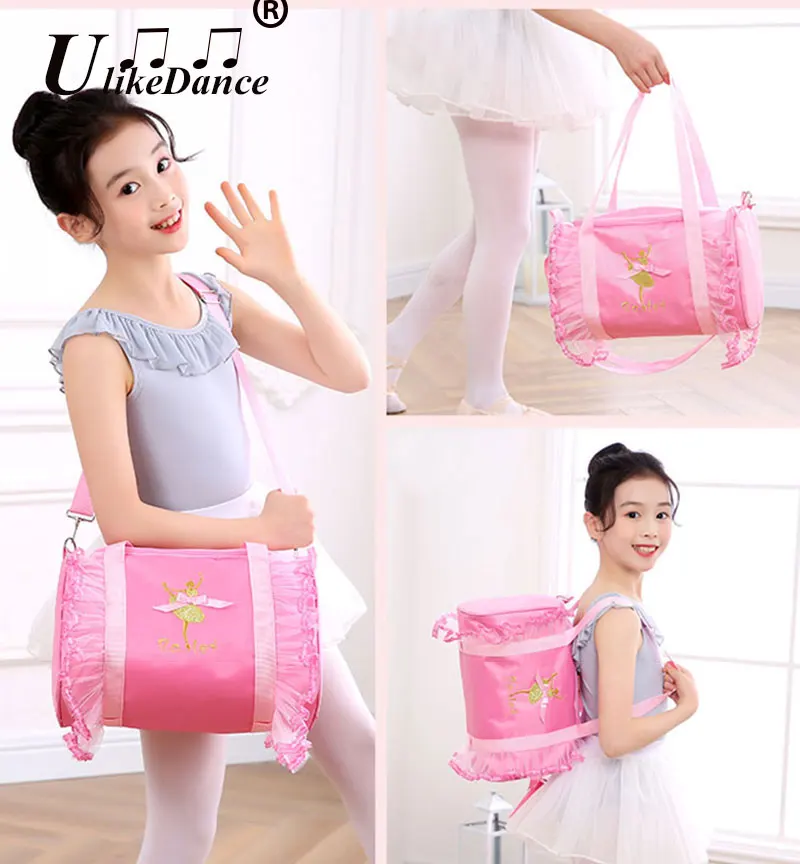 Розовая кружевная Танцевальная сумка UlikeDance для девочек балетная с вышивкой