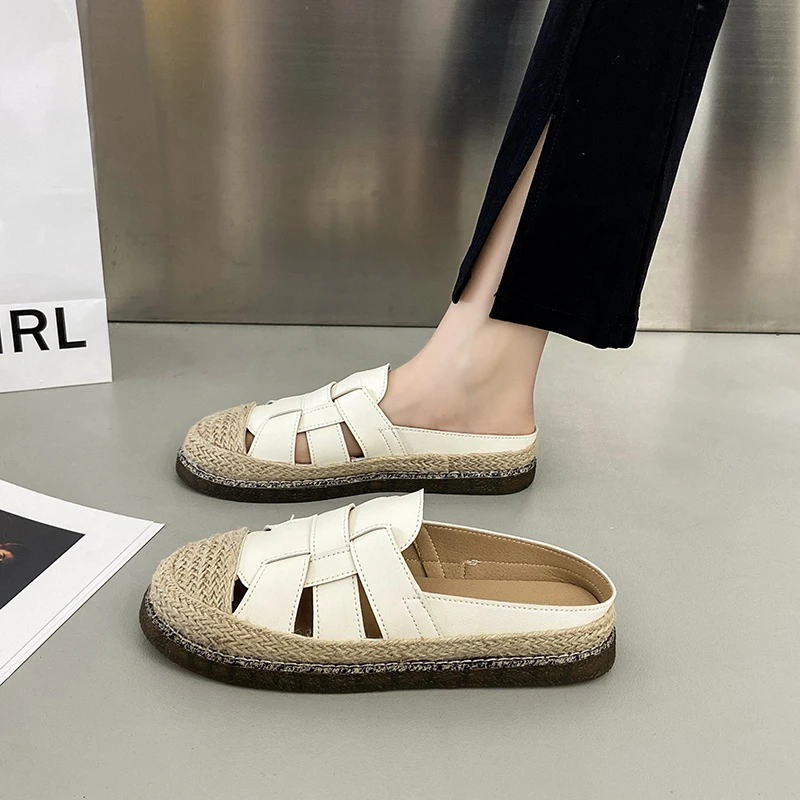 

Туфли женские с закрытым носком, лоферы, шлепанцы, низкая подошва, ткань, римские, рыбаки, искусственная кожа, базовая обувь на плоской подошве, 2023