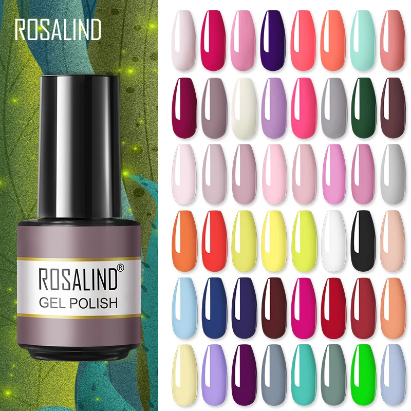 

ROSALIND Nail Gel Polish Varnishes Hybrid Gel Soak Off Nail Art Design Semi Permanent UV LED Gels Lacquer For Manicure Base Top