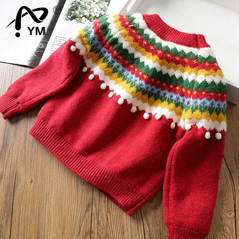 

New Winter Sweater Baby Girls Clothes Toddler Warm Coats Christmas Thicken Wool Tops Kids Plus Velvet Pullover 2-10 Years