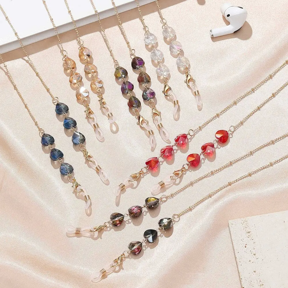 

Face Cover Extender Chain Necklace Metal Crystal Beaded Chain Glasses Chain Sunglasses Holder Face Cover Lanyards