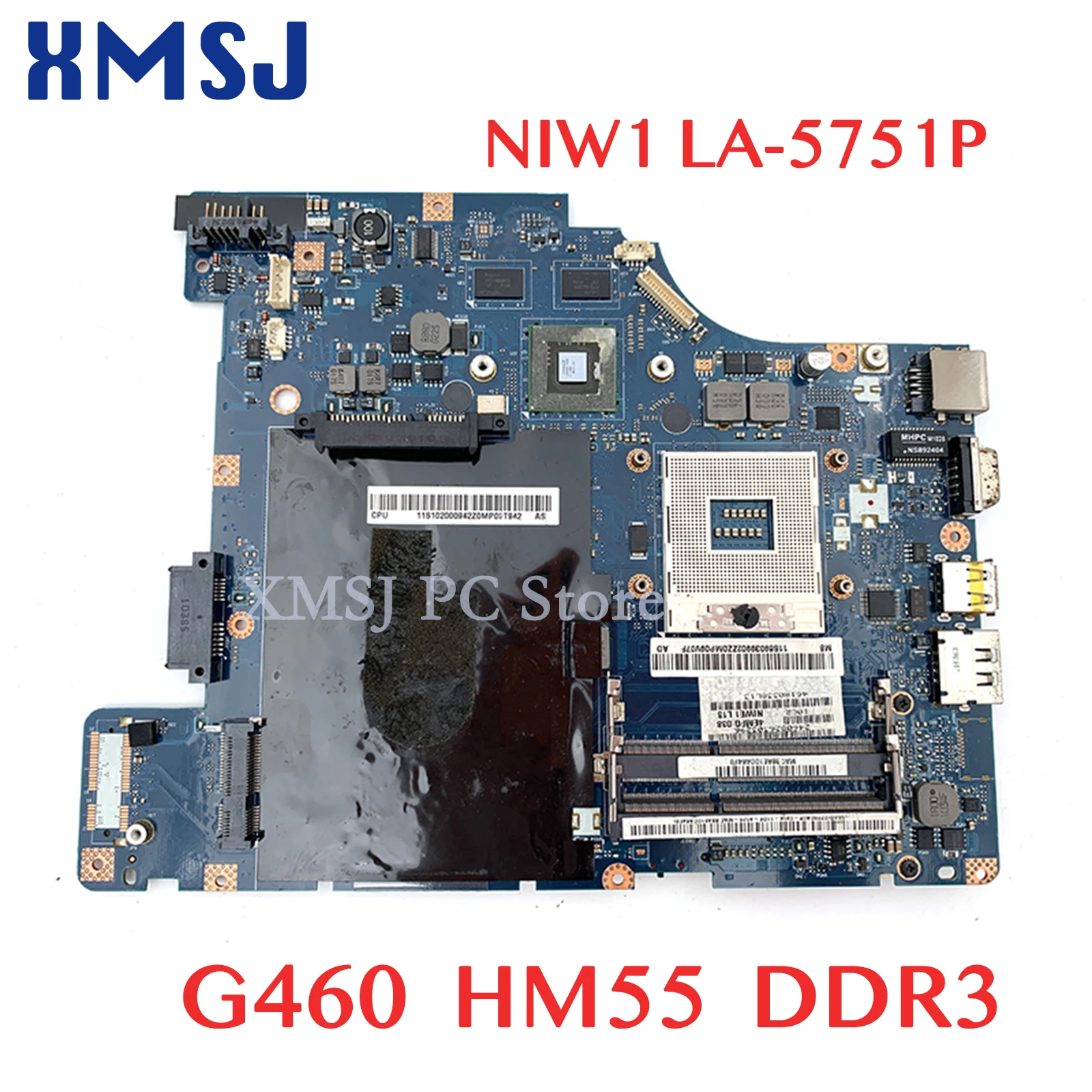 

XMSJ NIW1 LA-5751P For Lenovo Ideapad G460 Laptop Motherboard 310M Graphics HM55 DDR3 Free CPU Main Board Full Test