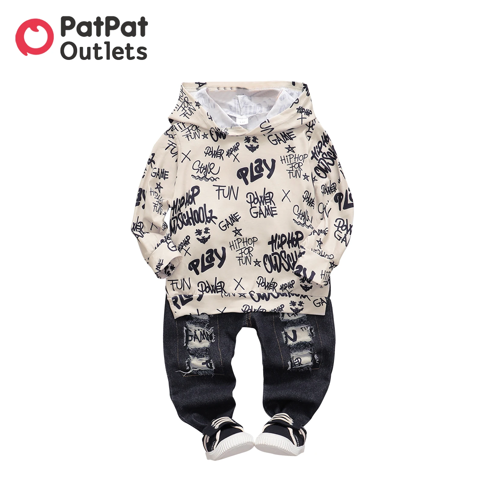 Толстовки PatPat одежда для маленьких мальчиков свитшот джинсовые рваные джинсы и