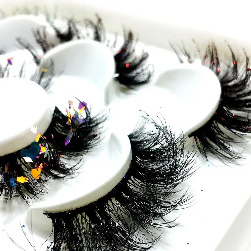

Fluffy False Eyelashes With Color Handmade Fluffy Lashes With Color Decorative Fake Colored Lashes With Strip Dense Curl