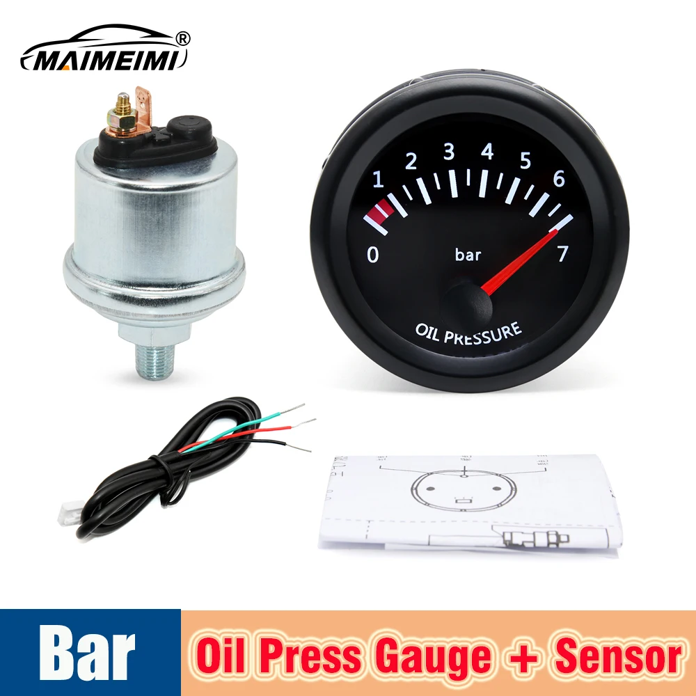 

Автоматический Цифровой Датчик Давления Масла 12В 52мм С LED-дисплеем 0~7 Бар Для Автомобиля/грузовика С Кронштейном Для Креп...