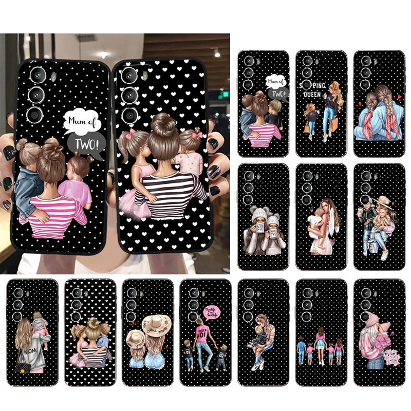 

Mama Mom Son Daughter Phone Case for Motorola G72 G13 G32 G53 G51 G71 G31 G41 G22 G60 G52 G200 GStylus G30 G10 G20 G50 G Pure