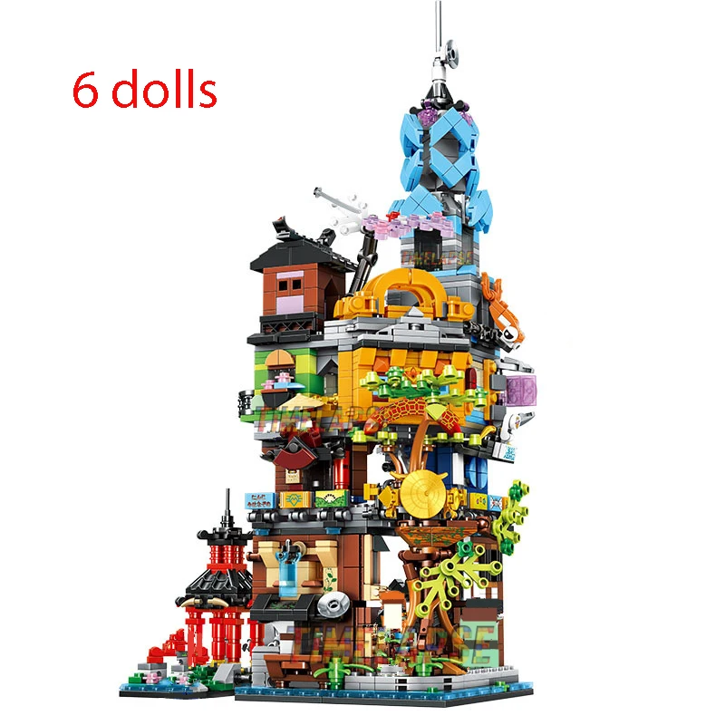 

City Gardens Temple Of Airjitzus House Village Season 15 Building Blocks Gardens Classic Model Sets Bricks Kids Kits