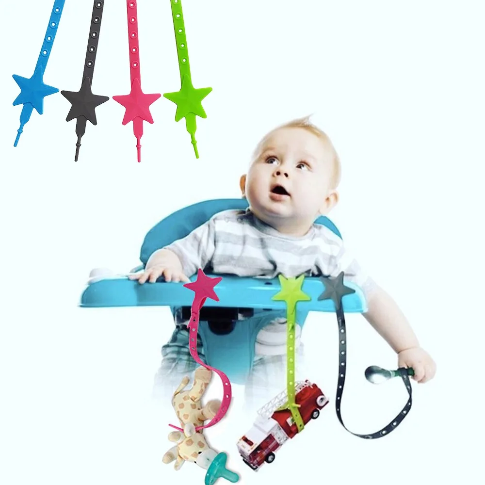 

Accessories Organizer Baby Non-Toxic Teether Strap Silicone Star Pacifier Chain Stroller Hook Teether Pacifier Chain
