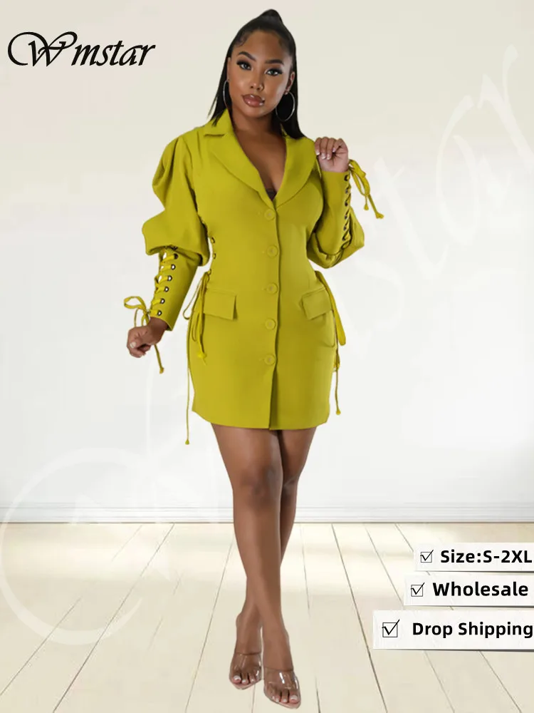

Wmstar Dresses for Women Fall Winter Clothing Bandage Long Sleeve Fashion Streetwear Mini Suit Dress Wholesale Dropshipping 2022