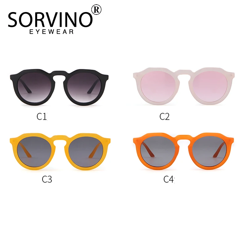 SORVINO Retro Round Cat Eye Sunglasses Women Luxury Brand 90s Designer Orange Pink Mirror Circle Cateye Sun Glasses Shades SP326 images - 6