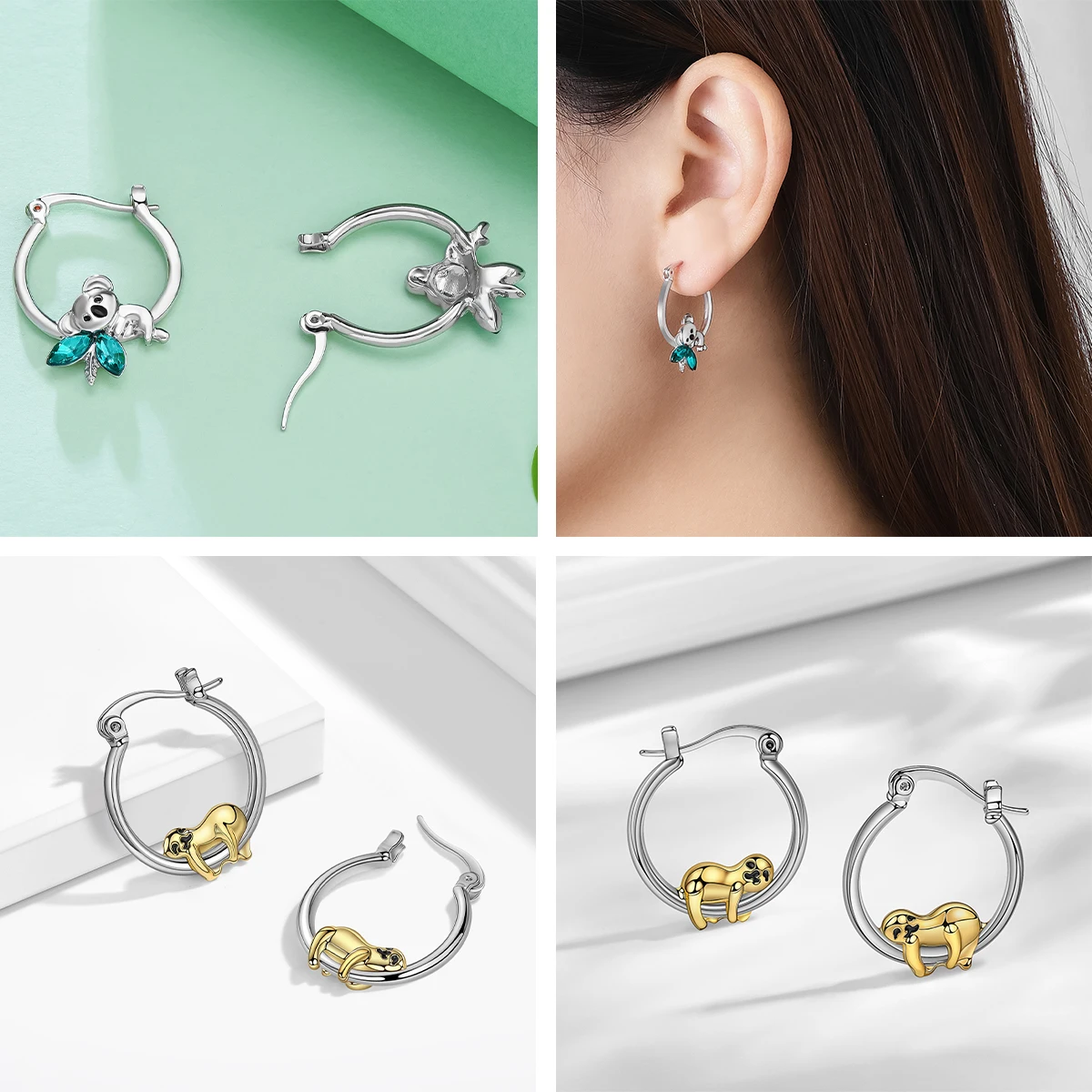 Милые серьги в виде животных Harong для женщин модные маленькие панды медведя коалы