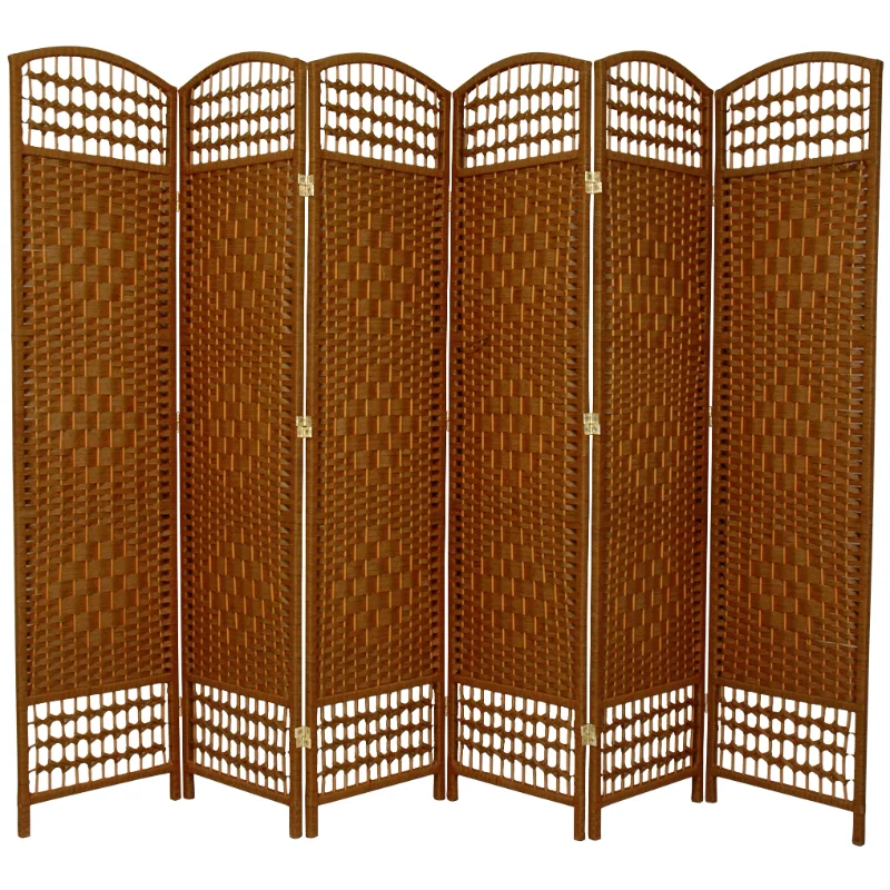 

Oriental Furniture 5 1/2 ft. Tall Fiber Weave Room Divider - Dark Beige - 6 Panel