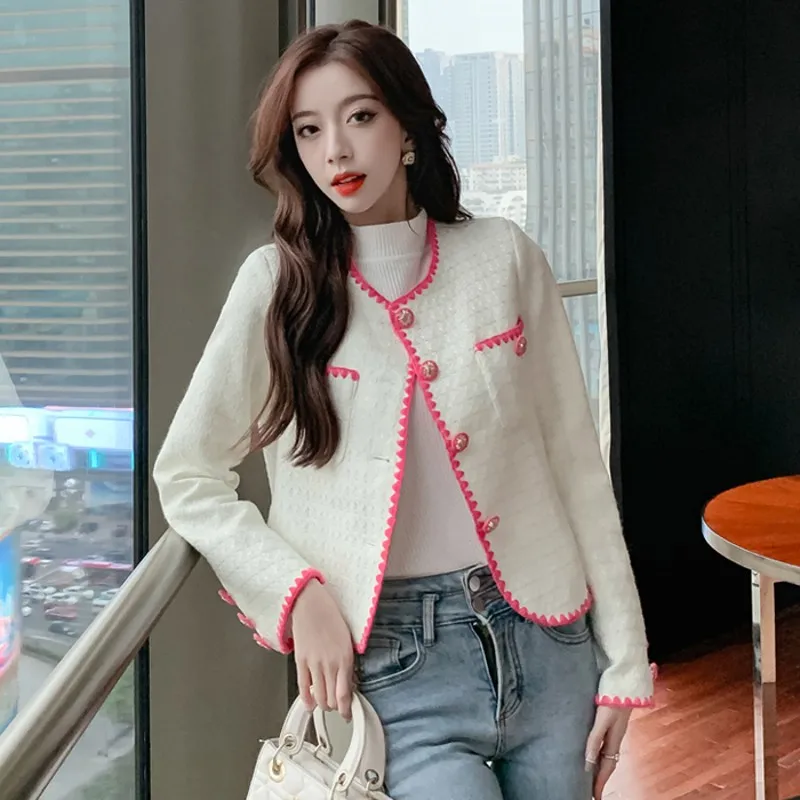 

Runway Women's Luxury Chic Shell Embroidered Small Fragrance Ladies Tweed Woolen Coat Retro Jacket Top Casaco Outwear