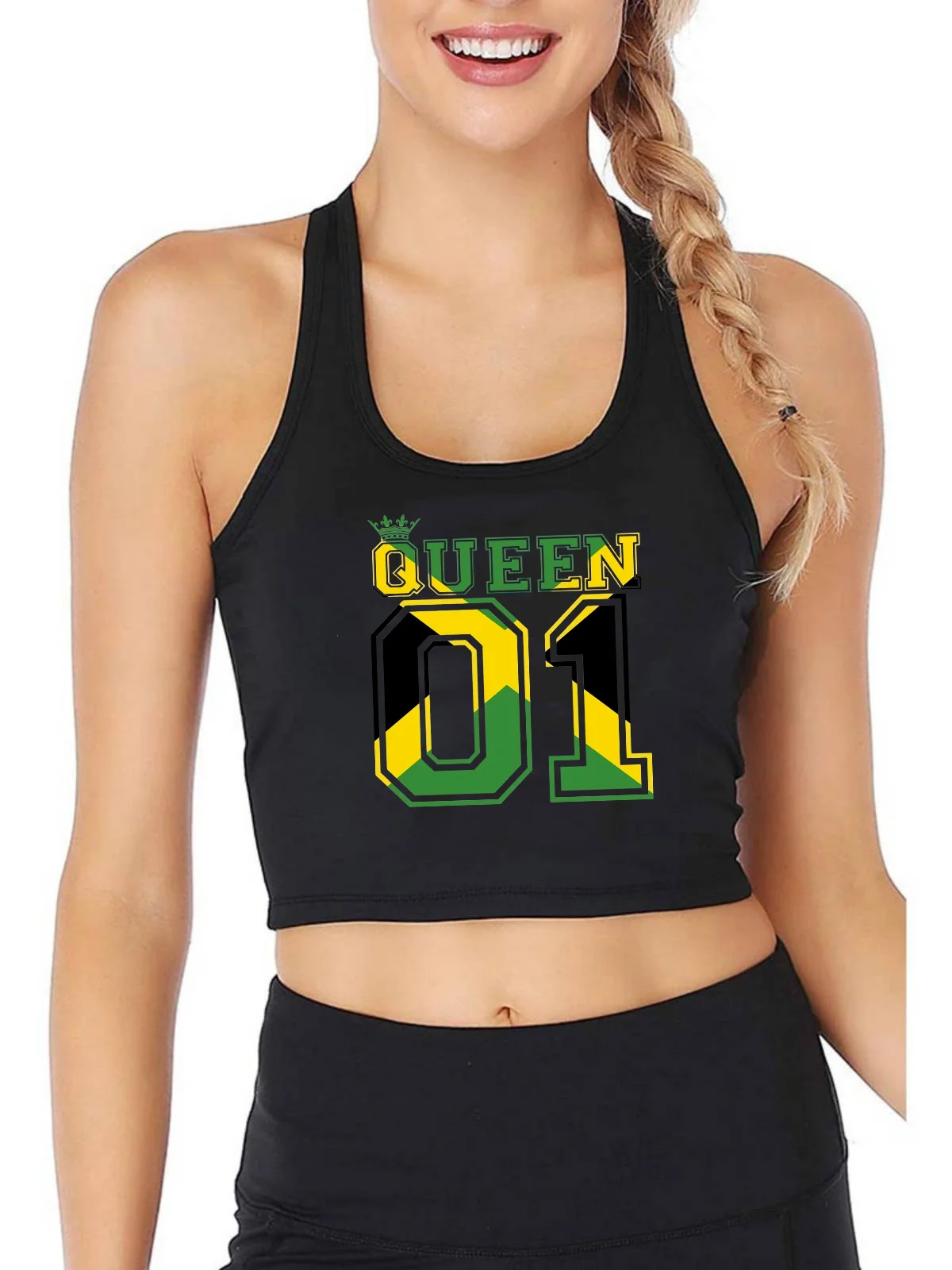 

A Caribbean Pride Design Sexy Breathable Slim Fit Crop Top Women Personality Customizable Tank Tops Gym Fitness Shirt